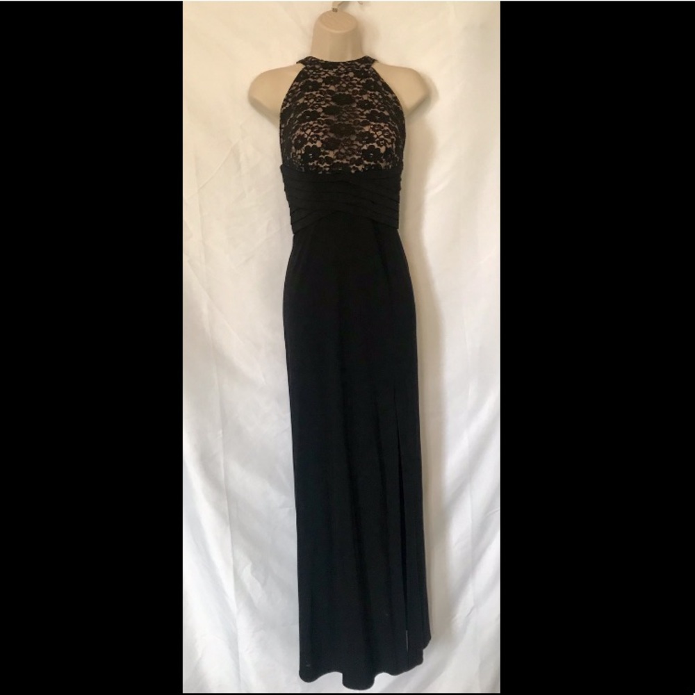 Morgan and Co. nude and lace gown